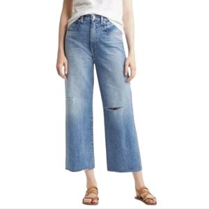Slvrlake Grace Crop Jeans Women Size 29 Blue Denim High Rise Wide Leg Distressed